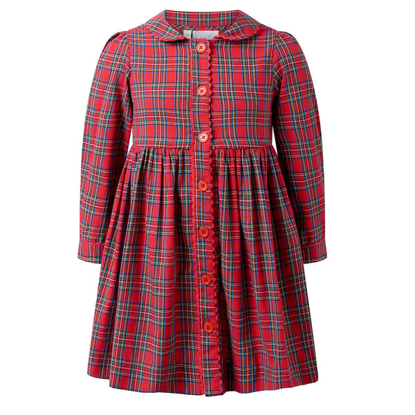 Red Tartan Button-Front Dress