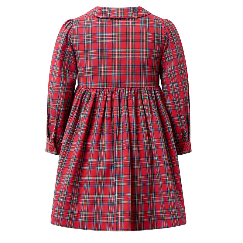 Red Tartan Button-Front Dress