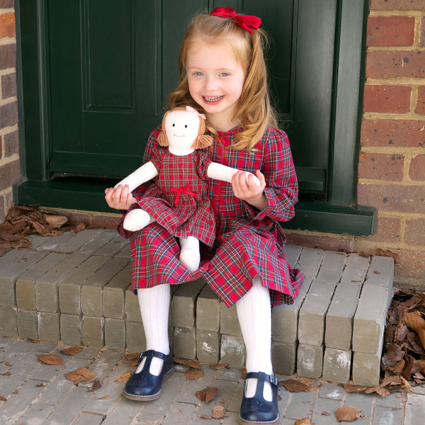 Red Tartan Button-Front Dress
