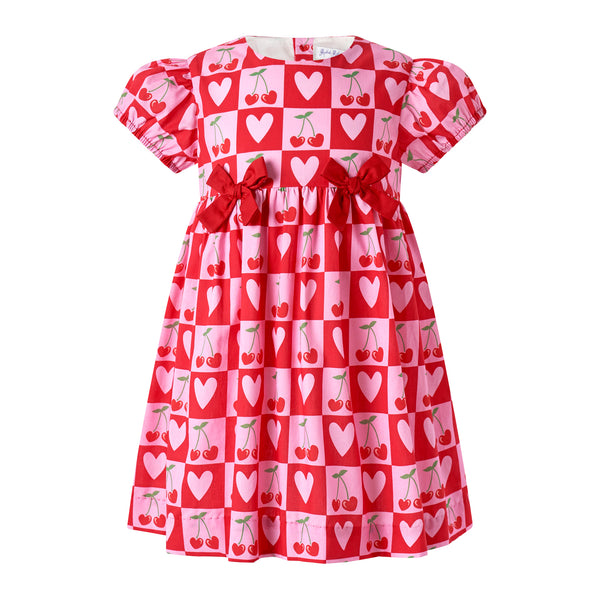 あ*ん様 Heart Dot Bow Tie Chiffon Dress Cherry Heart Bow Dress