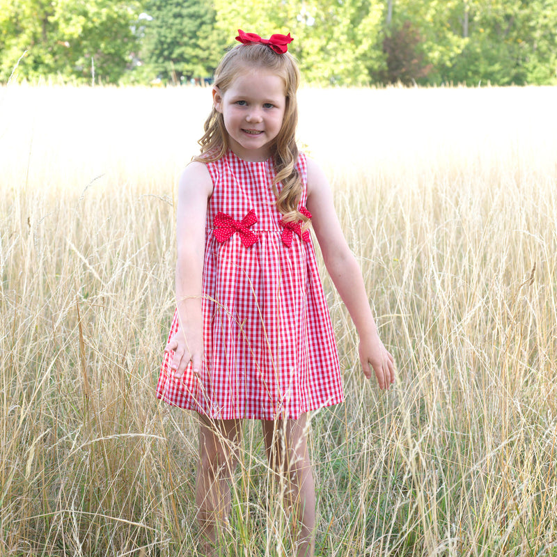 red gingham toddler dress Red Gingham Cherry Flower Girl Dress: Vintage Picnic Birthday Outfit, Organic Cotton Toddler Girls