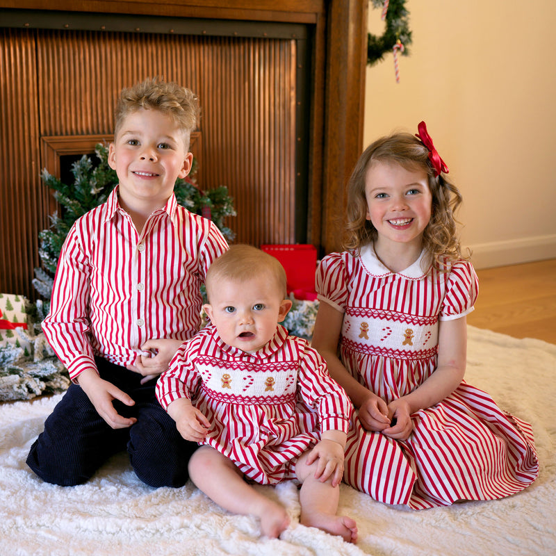 Candy Cane Smocked Babysuit Rachel Riley US