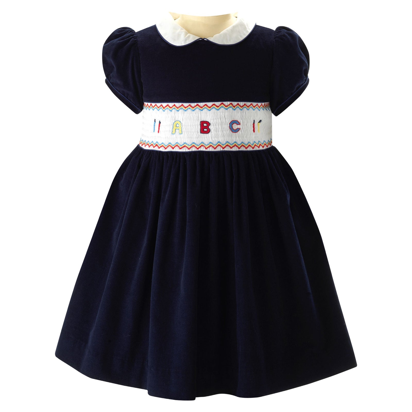 white christmas dresses Rachel Riley Girl's ABC Smocked Dress, Size 2-10, Blue, 10Y, Girls Apparel Clothing