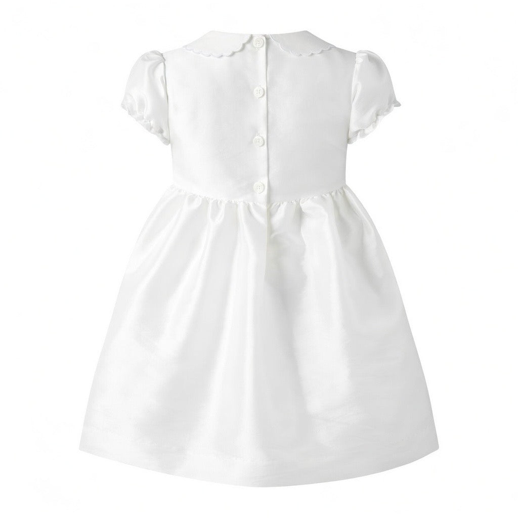 Ivory Taffeta Rosebud Smocked Dress Rachel Riley US