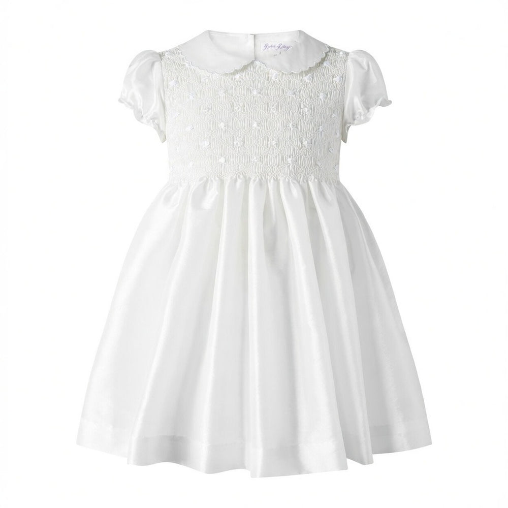 Ivory Taffeta Rosebud Smocked Dress – Rachel Riley US