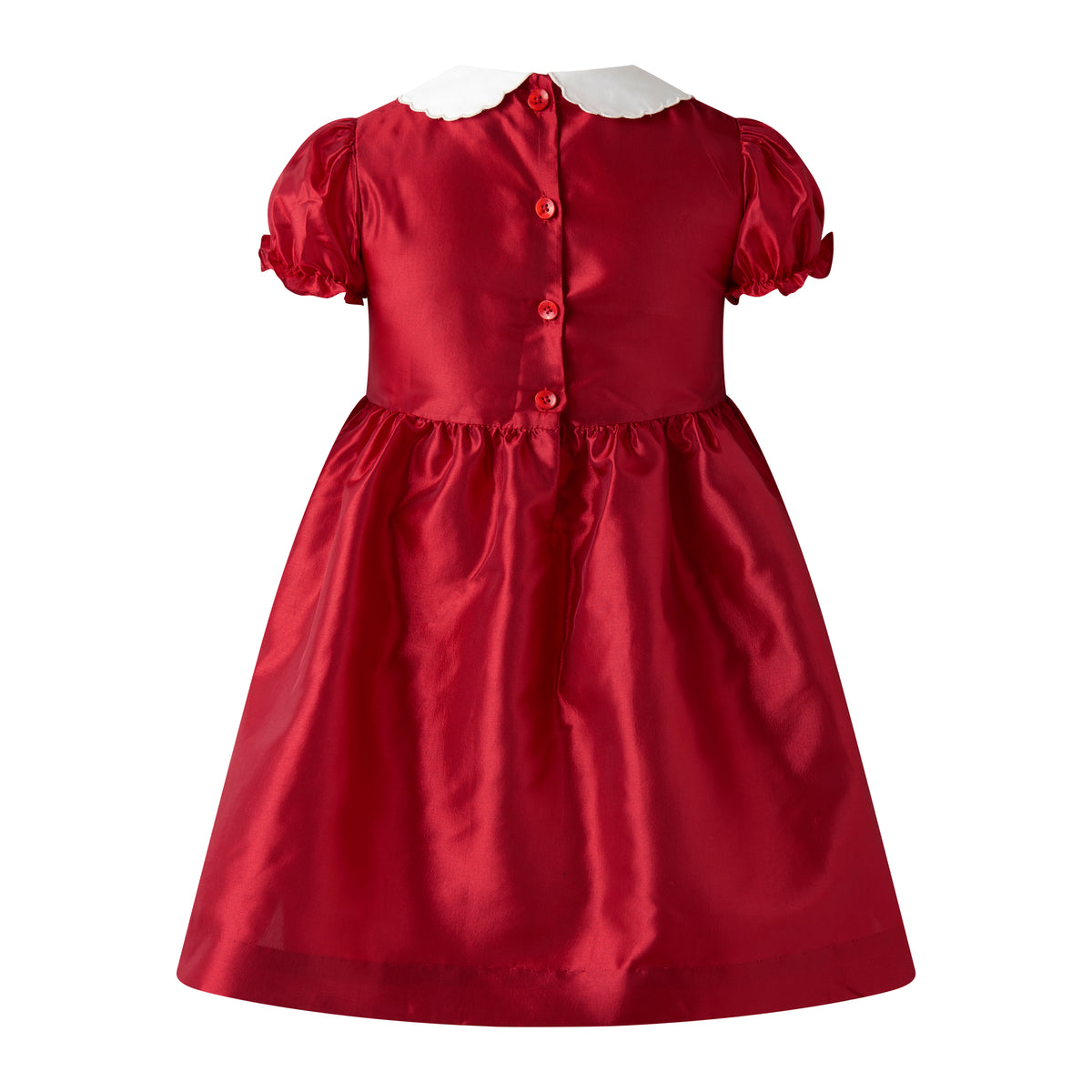 Red Taffeta Rosebud Smocked Dress Rachel Riley US