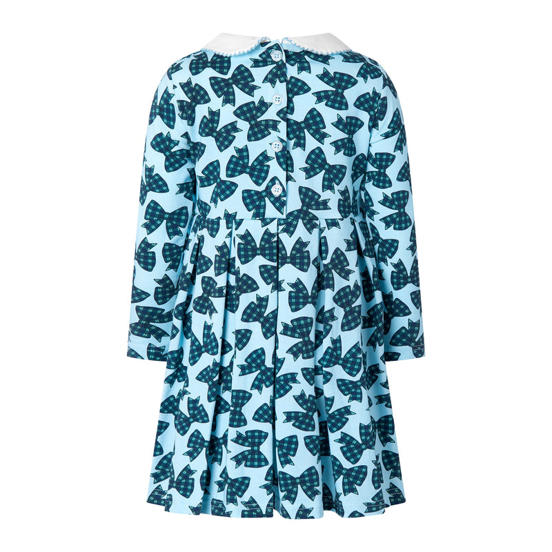 Blue Tartan Bow Jersey Dress Rachel Riley US