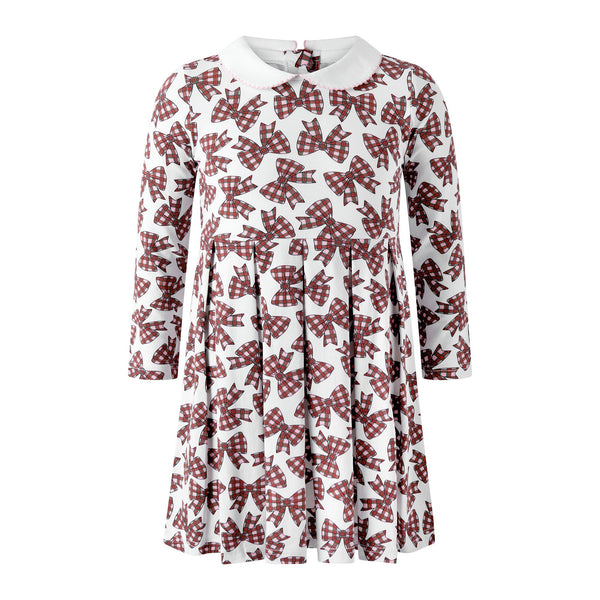 Red Tartan Bow Jersey Dress Rachel Riley US