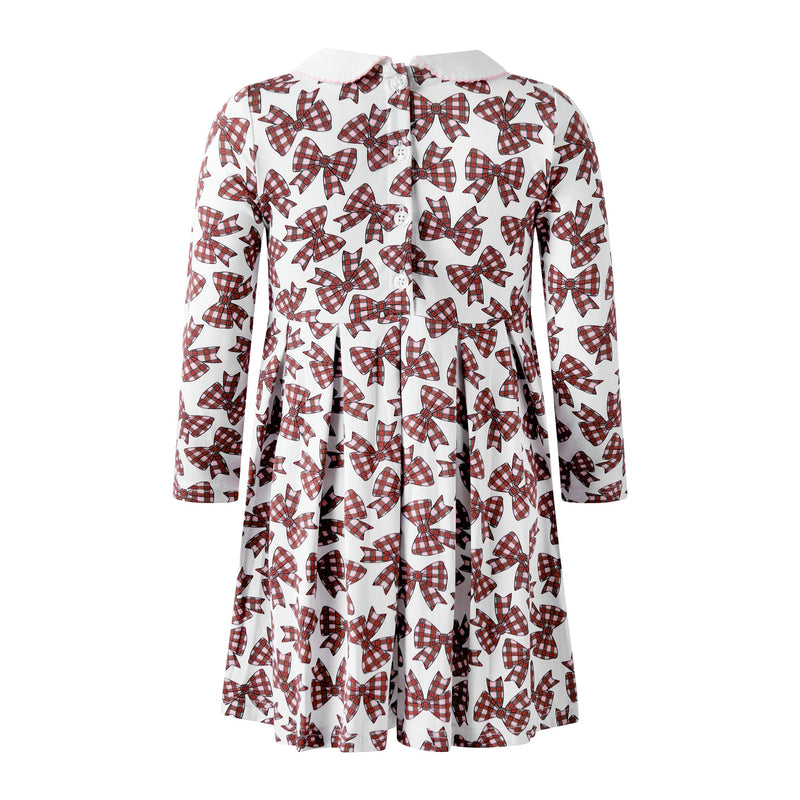 Red Tartan Bow Jersey Dress Rachel Riley US