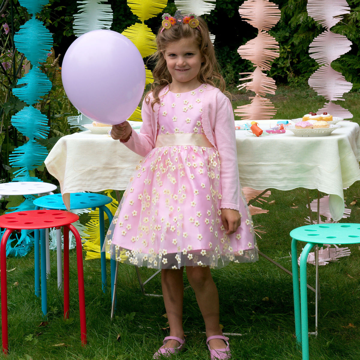3D Daisy Tulle Party Dress Rachel Riley US