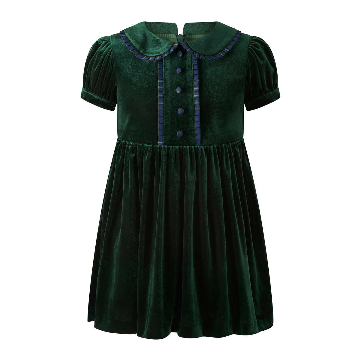 Green Velvet Tartan Trim Dress Rachel Riley US