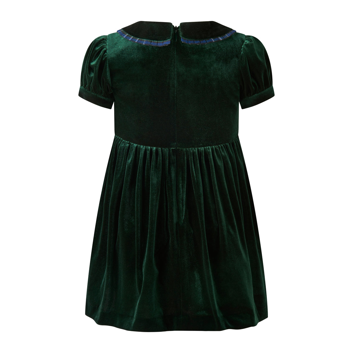 Green Velvet Tartan Trim Dress Rachel Riley US