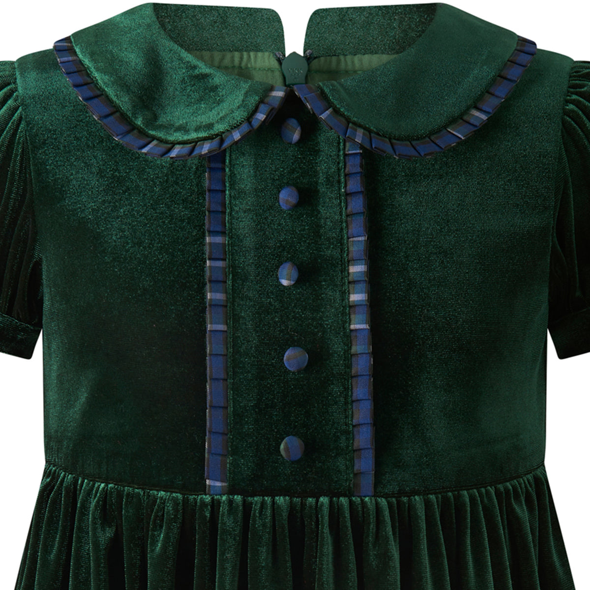 Green Velvet Tartan Trim Dress Rachel Riley US