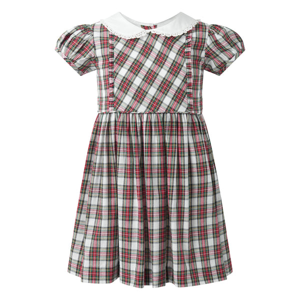 Rachel Riley Girls' Ivory Tartan Frill Front Dress - Little Kid, Big Kid - Multi