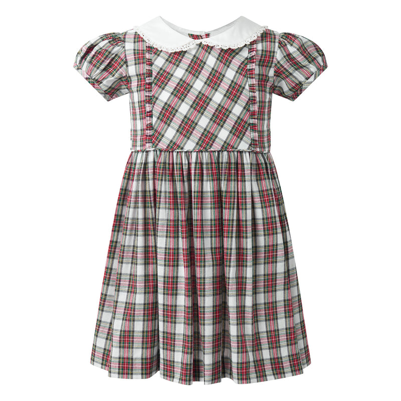Ivory Tartan Frill Front Dress Rachel Riley US