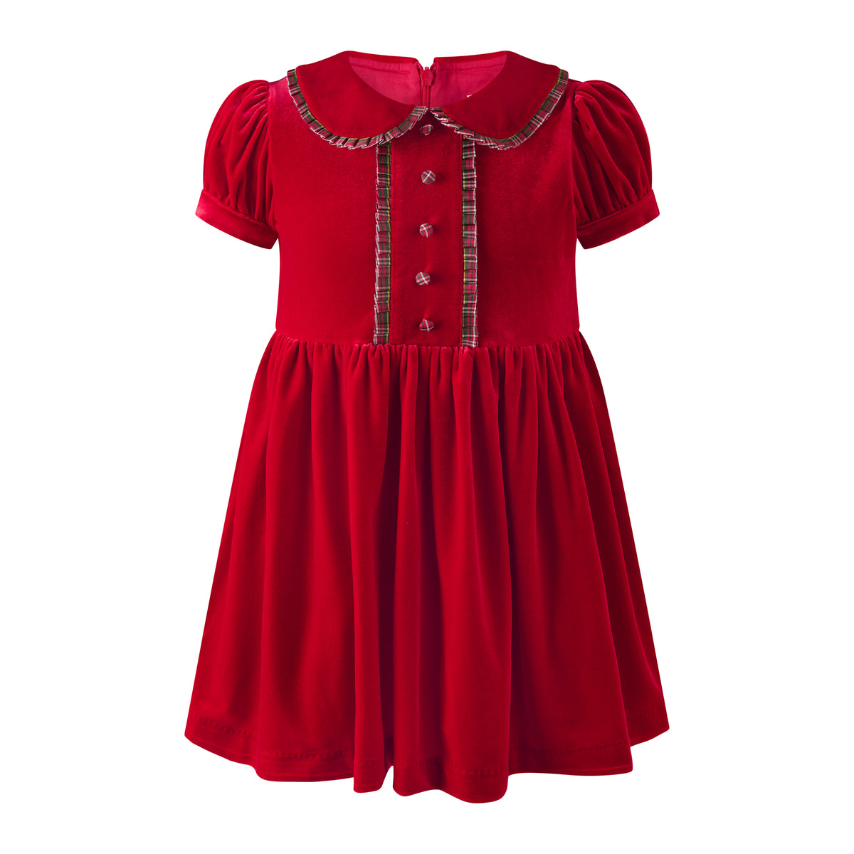 Red Velvet Tartan Trim Dress Rachel Riley US
