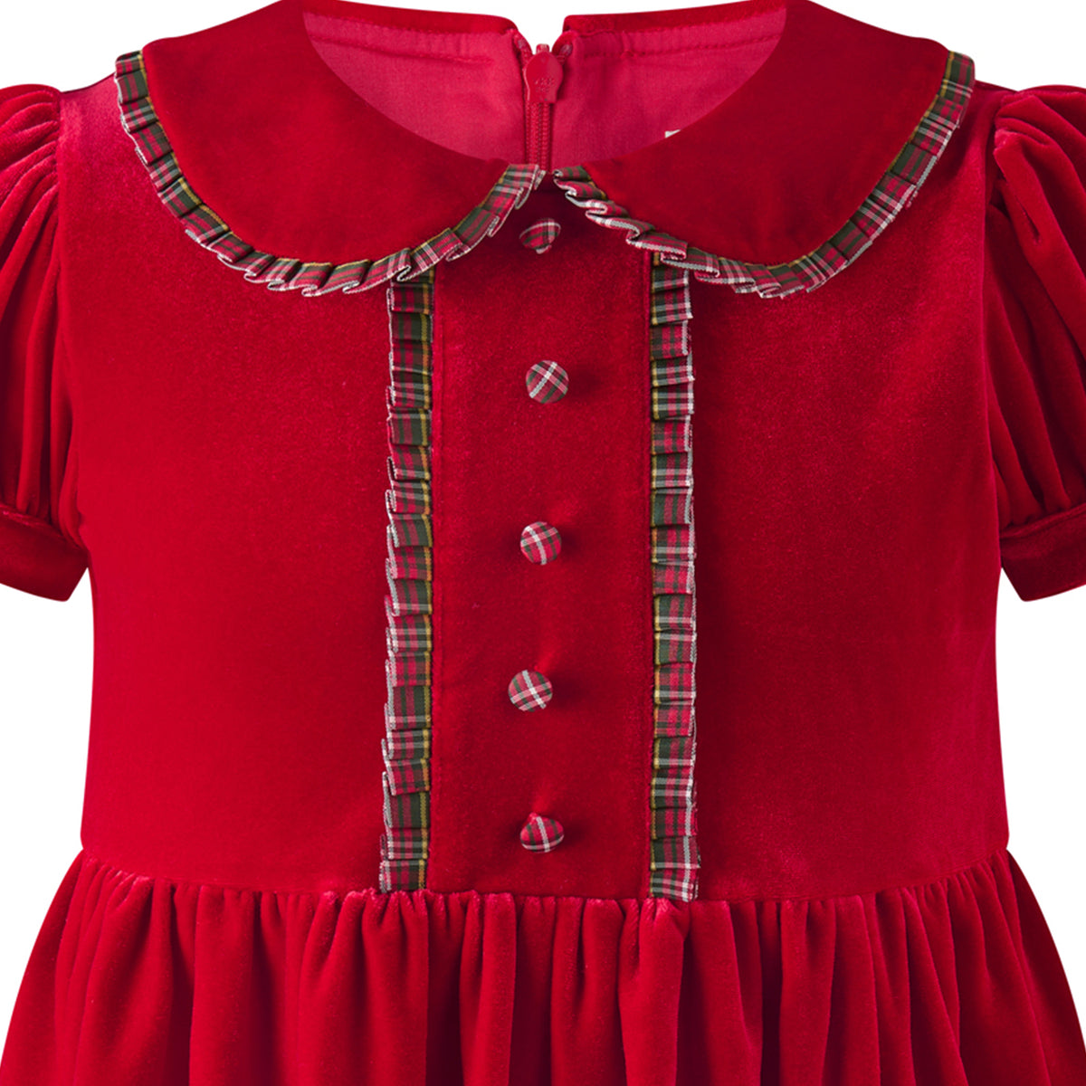 Red Velvet Tartan Trim Dress Rachel Riley US