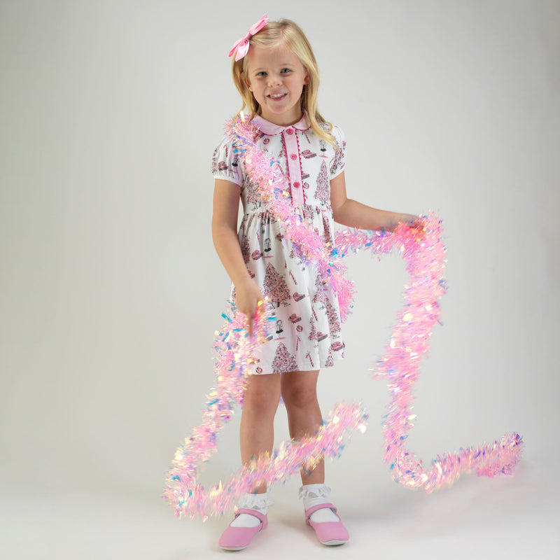 Rachel Riley Eloise Christmas Tree Button-Front Dress | Pink | 8Y | Cotton | Kids | Maisonette Rachel Riley Eloise Christmas Tree Button-Front Dress | Pink | 8Y | Cotton | Kids | Maisonette