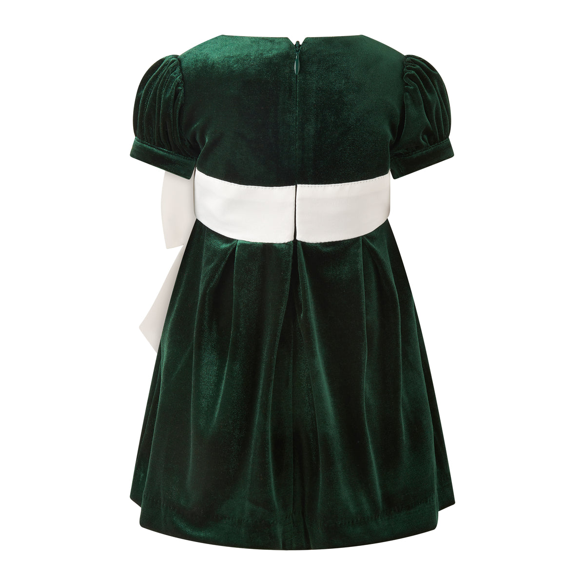 Green Velvet Contrast Bow Dress Rachel Riley US