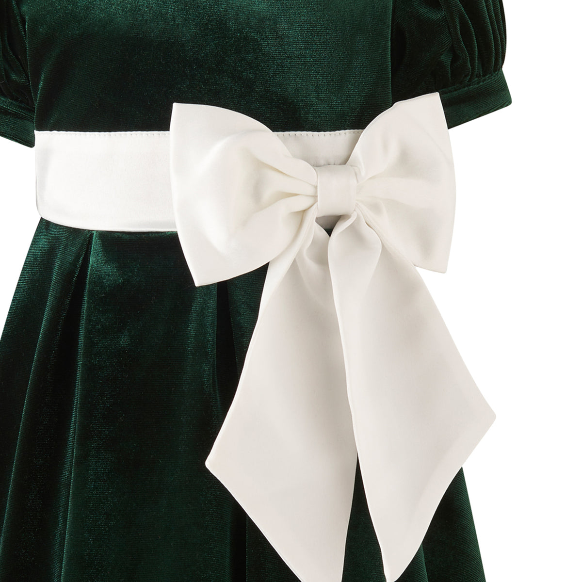 Green Velvet Contrast Bow Dress Rachel Riley US