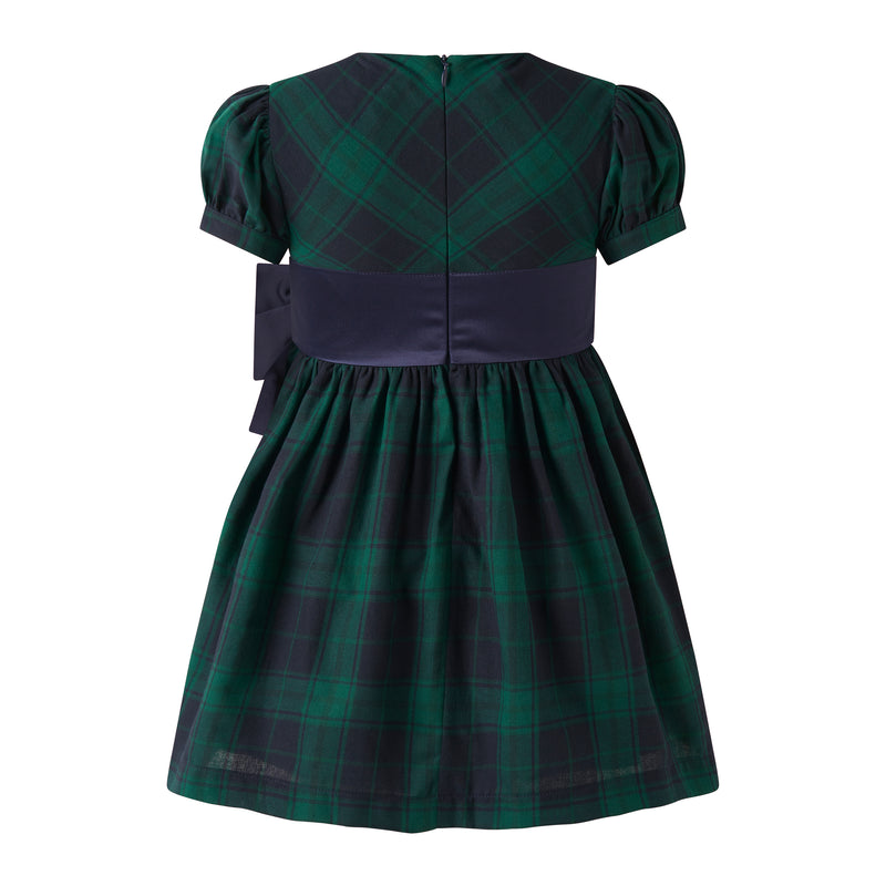 Blackwatch Bow Dress 7-8y / green/navy