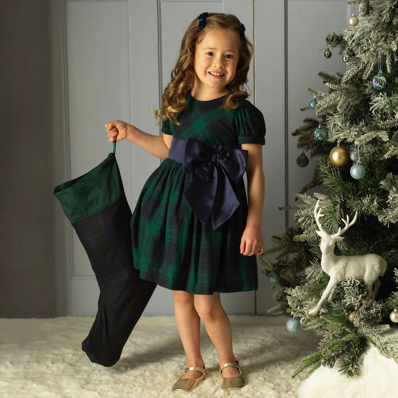 rachel riley christmas dress Blackwatch Bow 2-3y / green/navy Size:11-12 Years (160cm)