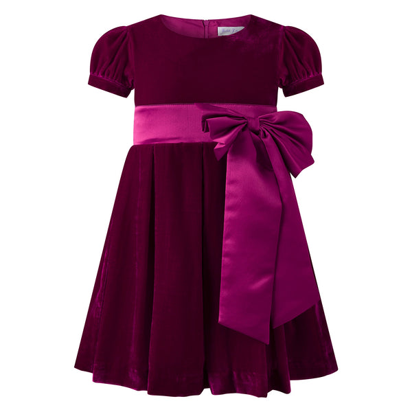 Fuschia Velvet Bow Dress Rachel Riley US