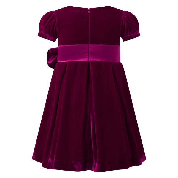 Fuschia Velvet Bow Dress Rachel Riley US
