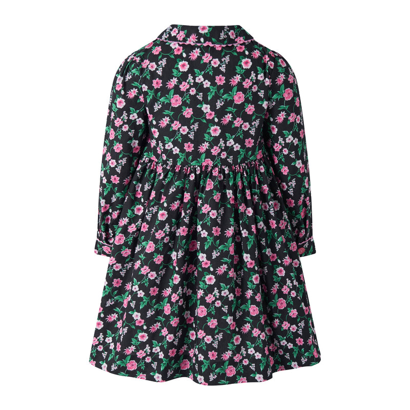 Black Floral Smocked Button-Front Dress Rachel Riley US