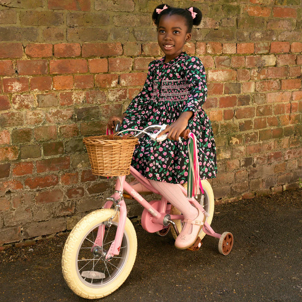 Black Floral Smocked Button-Front Dress Rachel Riley US