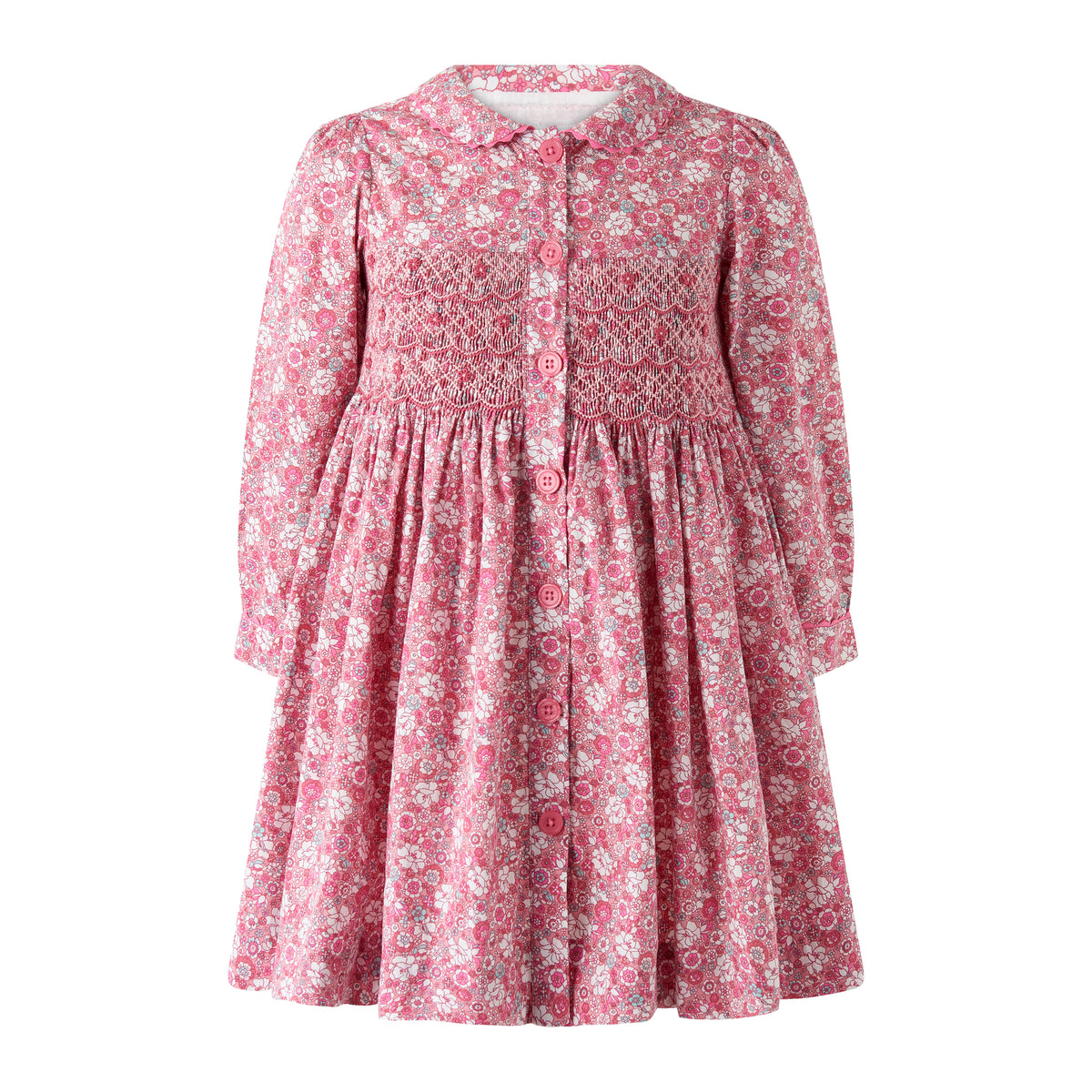 English Garden Smocked Button-Front Dress