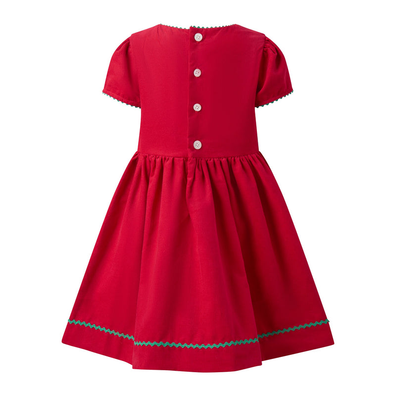 Red Tartan Bow Embroidered Dress