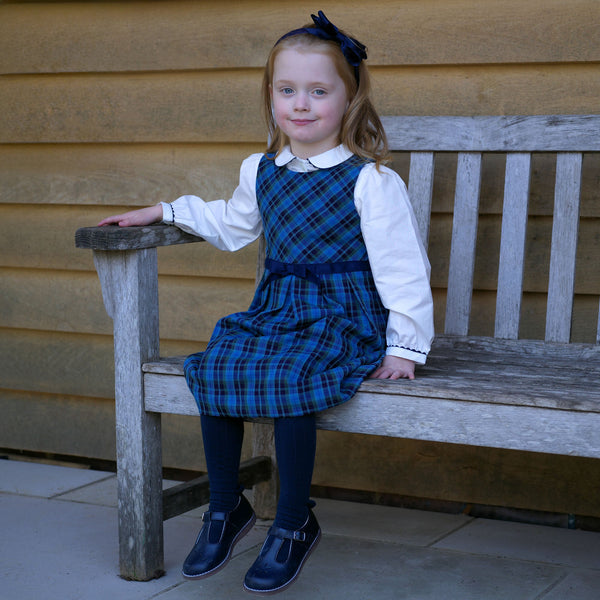 Blue Check Flared Pinafore Rachel Riley US