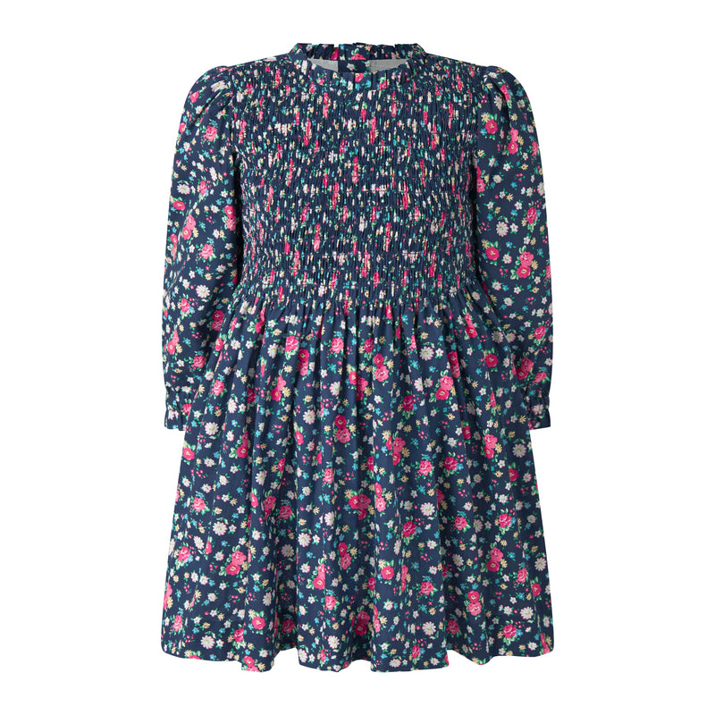 Navy Ditsy Floral Ruched Dress Rachel Riley US