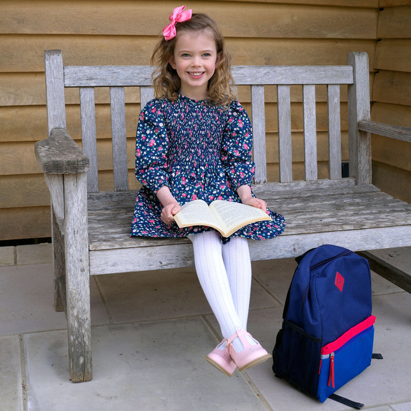 Navy Ditsy Floral Ruched Dress Rachel Riley US