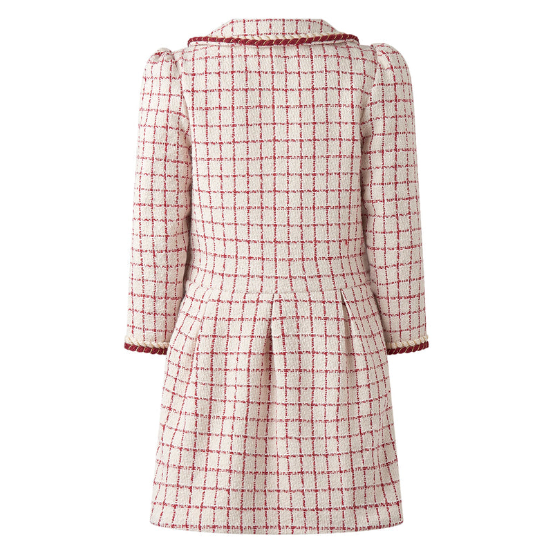 Red & Ivory Check Tweed Dress Rachel Riley US