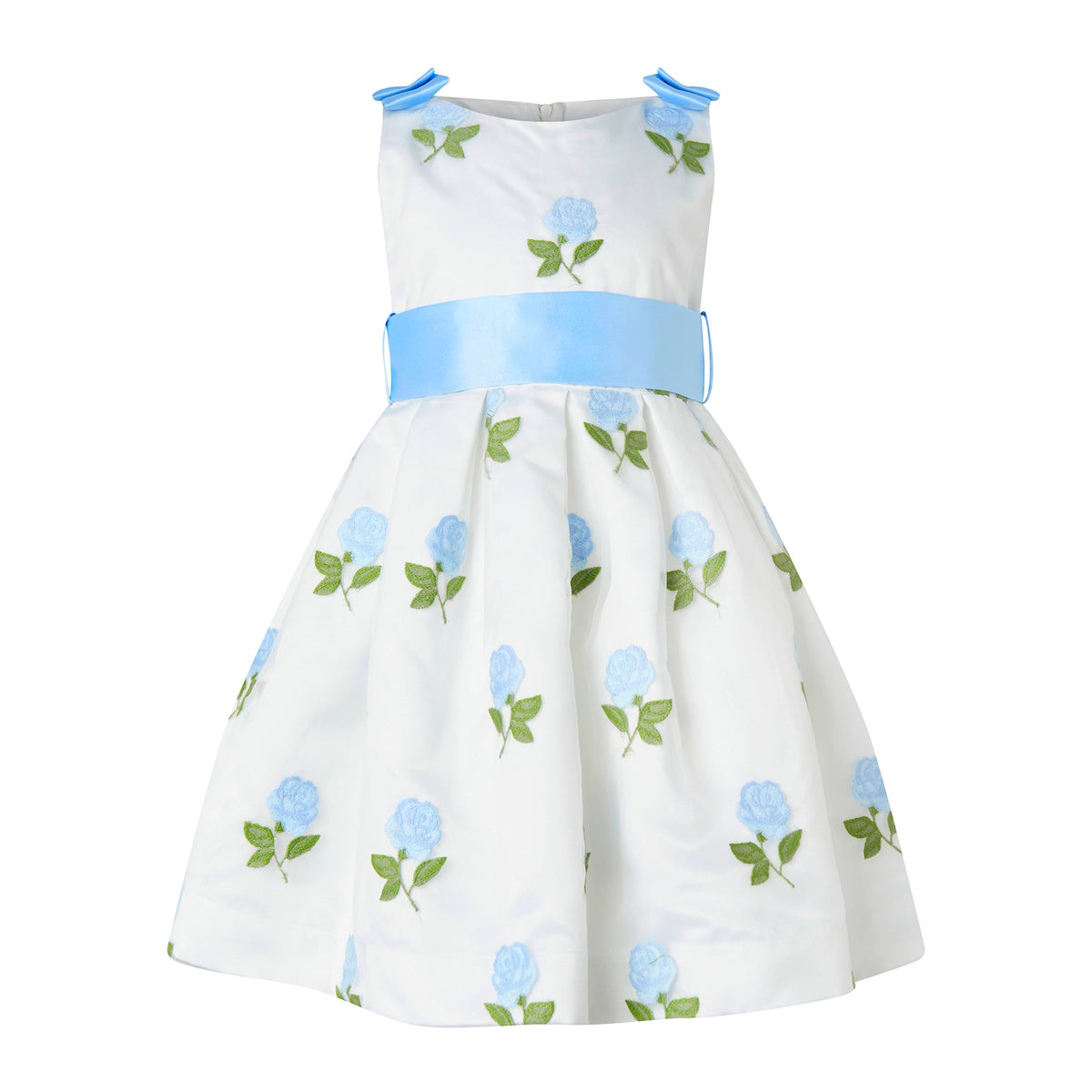 Blue Rose Embroidered Organza Dress Rachel Riley US