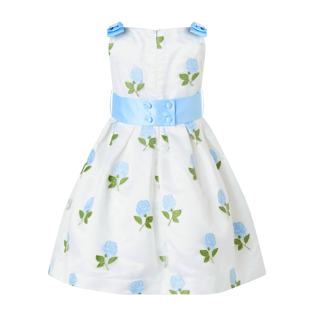 Blue Rose Embroidered Organza Dress Rachel Riley US