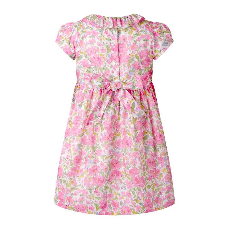 Pink Floral Frill Collar Dress