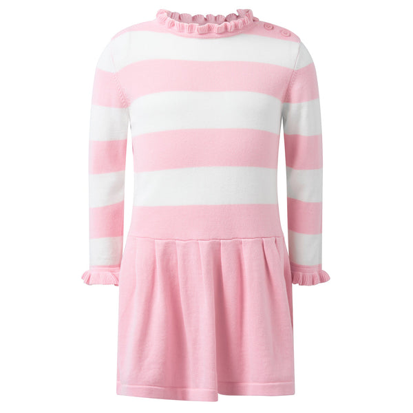 Pink & White Striped Knit Dress Rachel Riley US