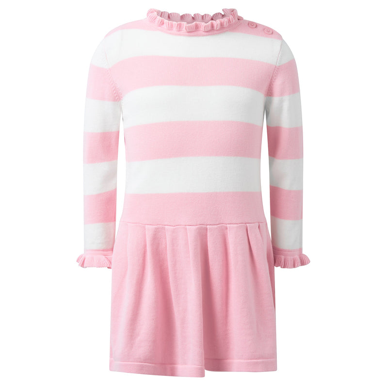 Pink & White Striped Knit Dress Rachel Riley US