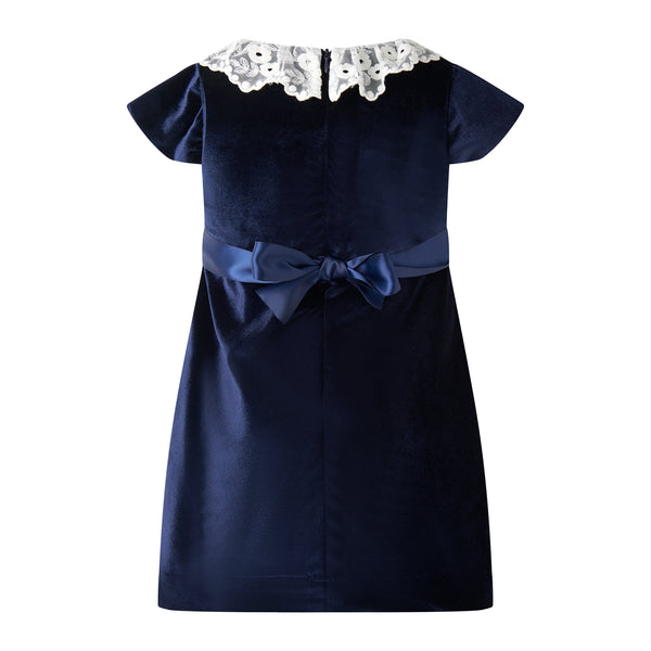 Lace Collar Navy Velvet Dress Rachel Riley US