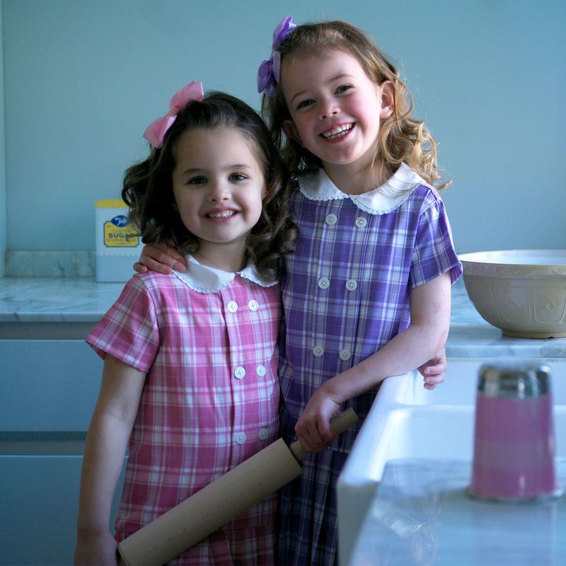 Purple Check  Dropped Waist  Dress Rachel Riley US