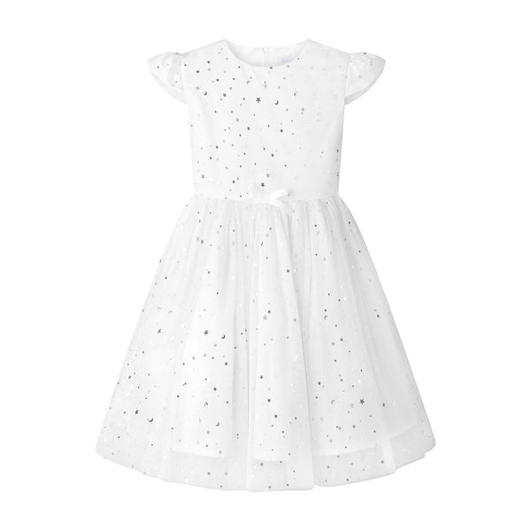Rachel Riley White Star Tulle Party Dress at Nordstrom, Size 7 UK