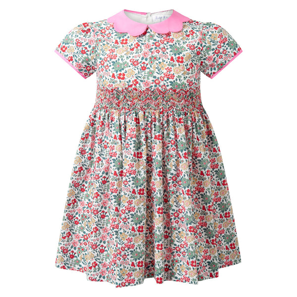 Petal Collar Floral Smocked Dress