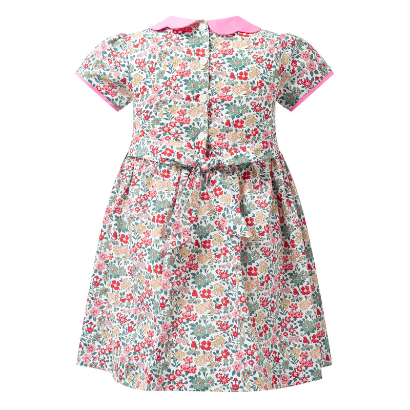 Petal Collar Floral Smocked Dress