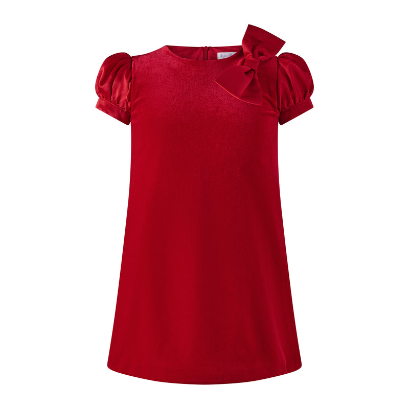 Red Satin Bow Velvet Dress Rachel Riley US