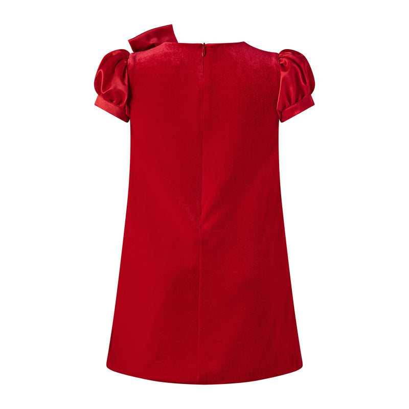 Red Satin Bow Velvet Dress Rachel Riley US