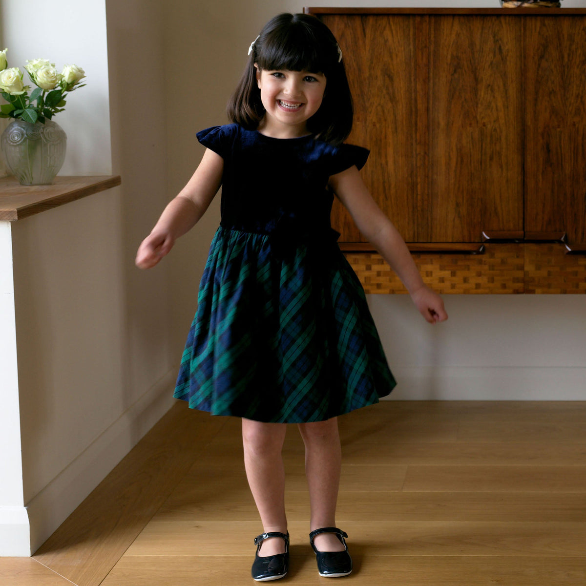 Velvet Blackwatch Plaid Party Dress Rachel Riley US