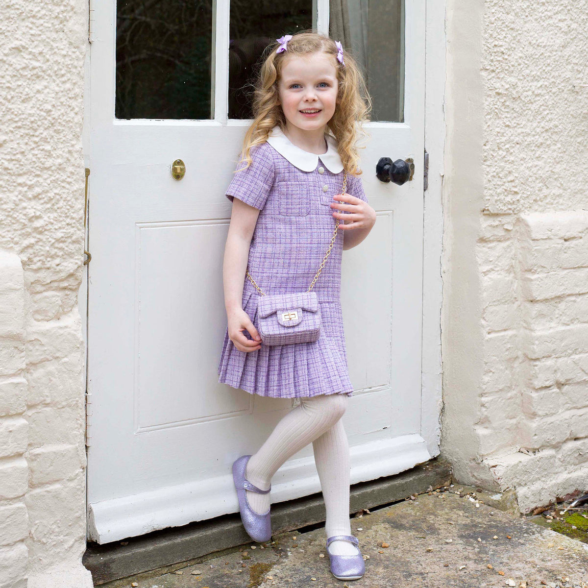 Lavender Tweed Cross Body Bag Rachel Riley US